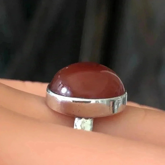 SIZE 6.75 Authentic Red Carnelian Circle Solid 925 Sterling Silver Ring NWT - Picture 3 of 6